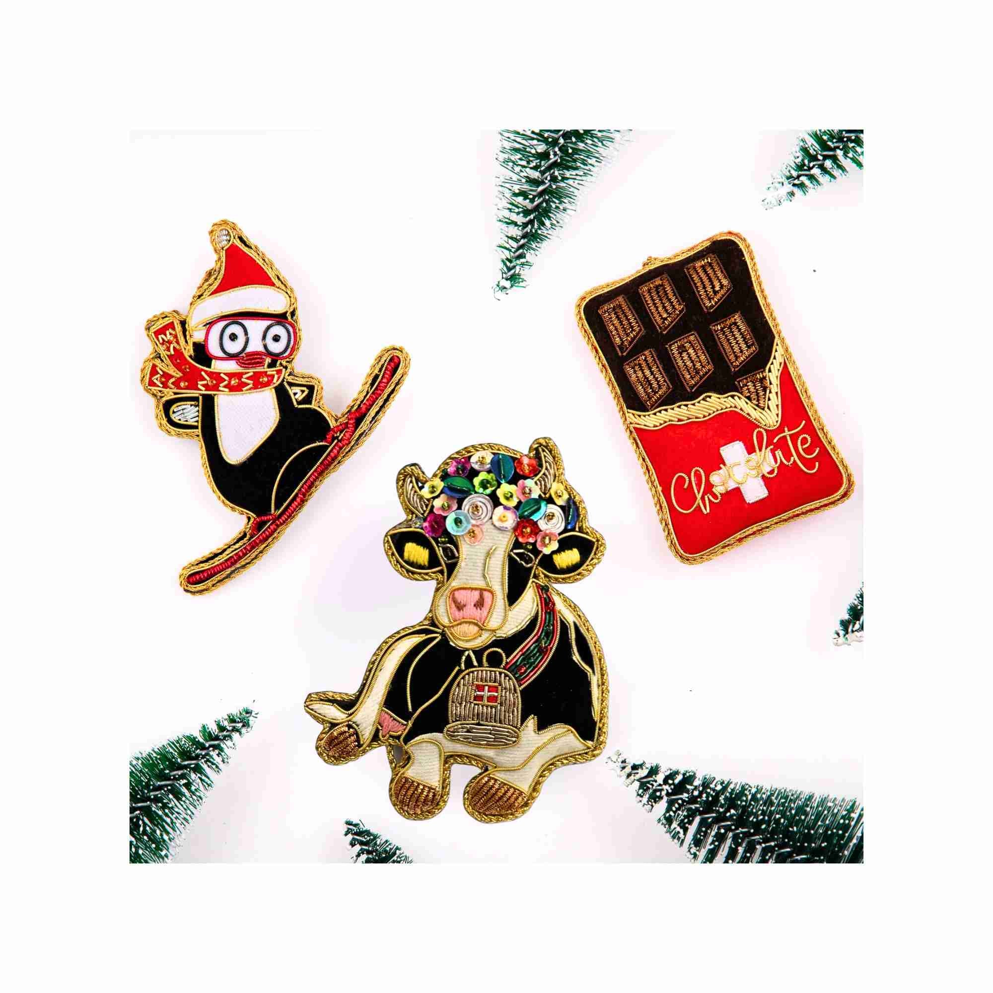 XMAS Zardozi Swiss Alpen Cow