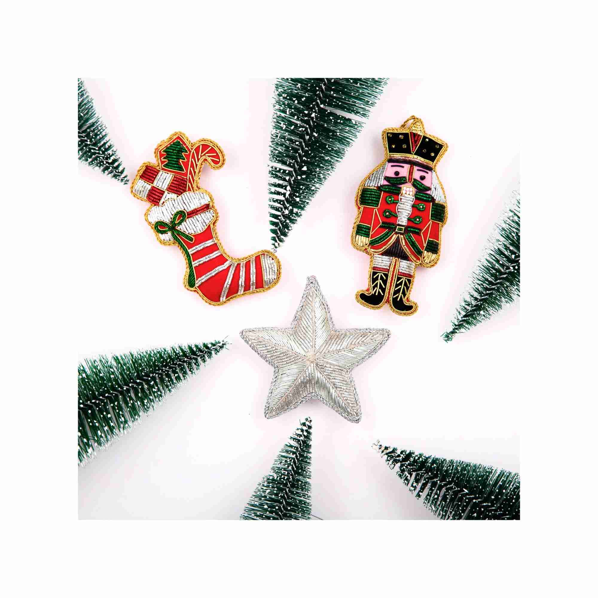 XMAS Zardozi Star- Silver