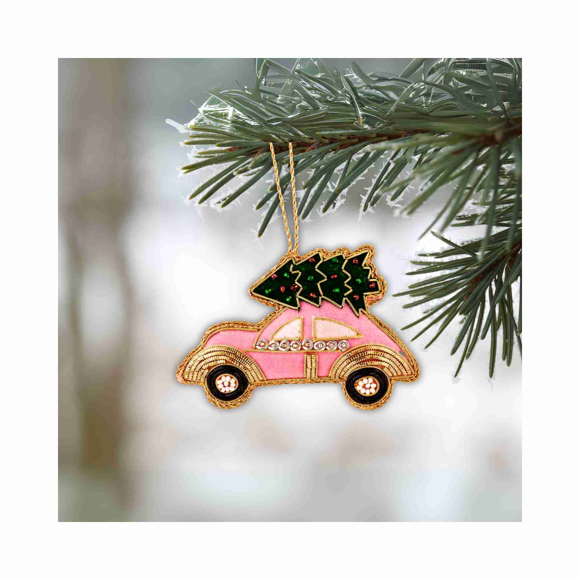 XMAS Zardozi Car with Tree