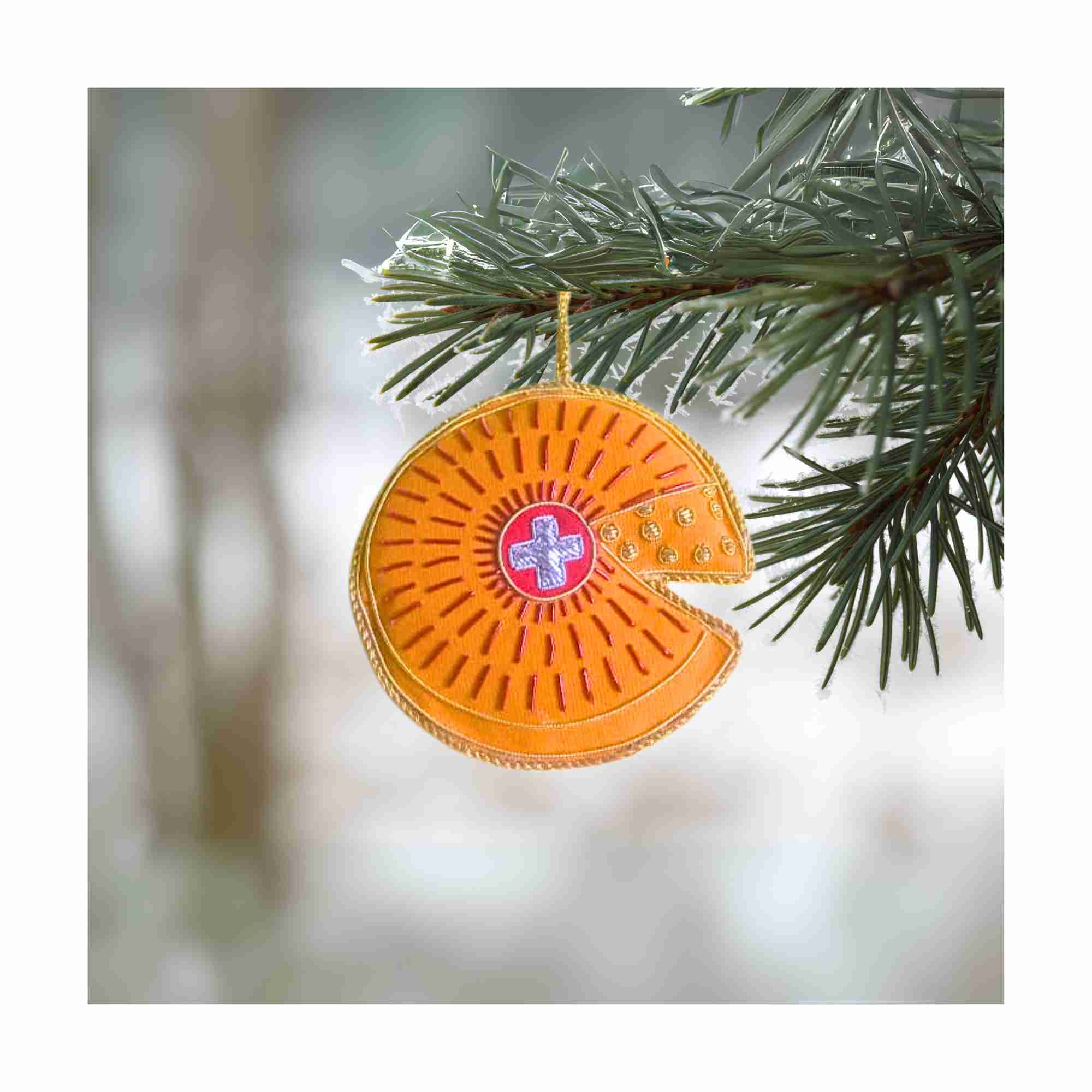 XMAS Zardozi Swiss Cheese Wheel