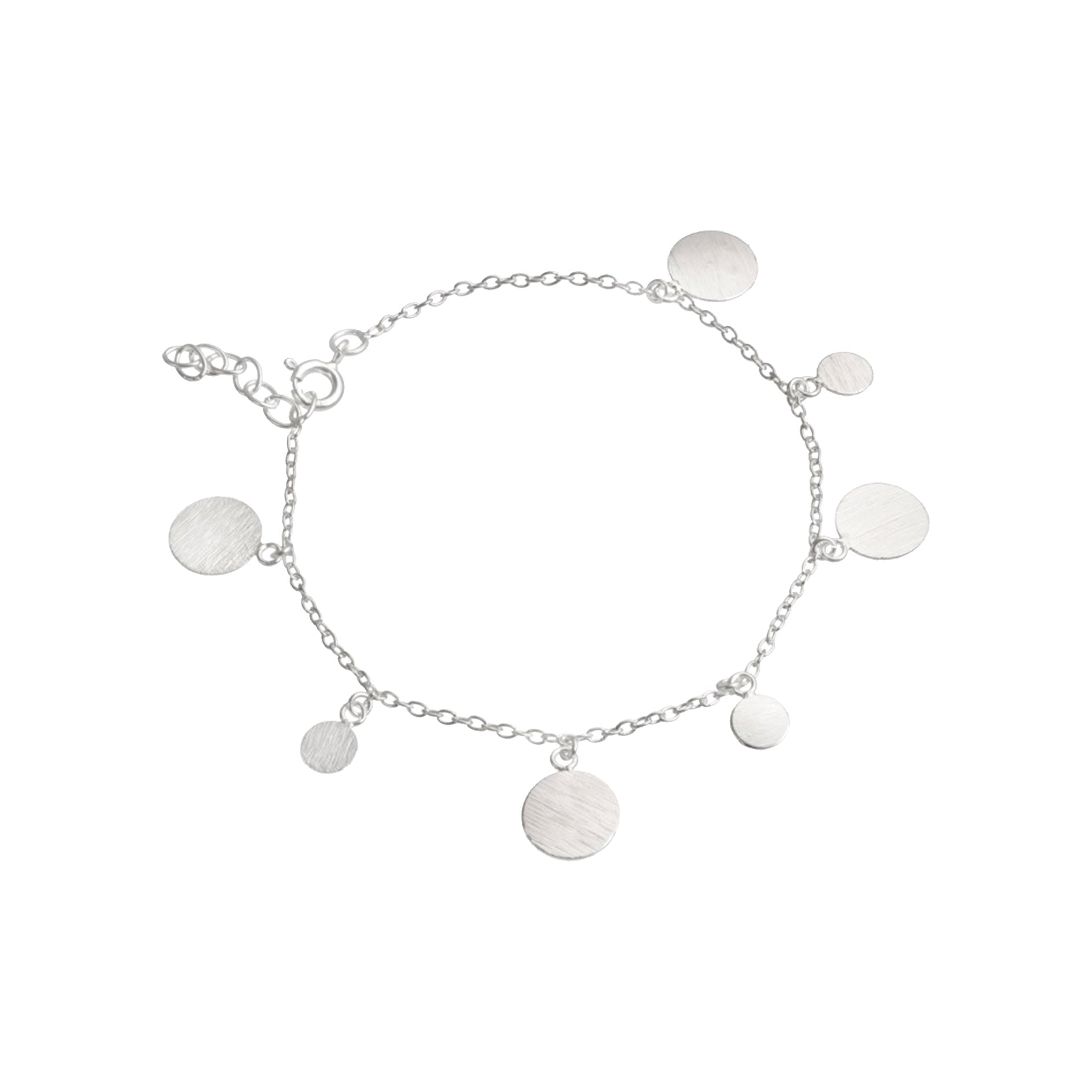 Shimmering Disks Delicate Chain Bracelet Silver