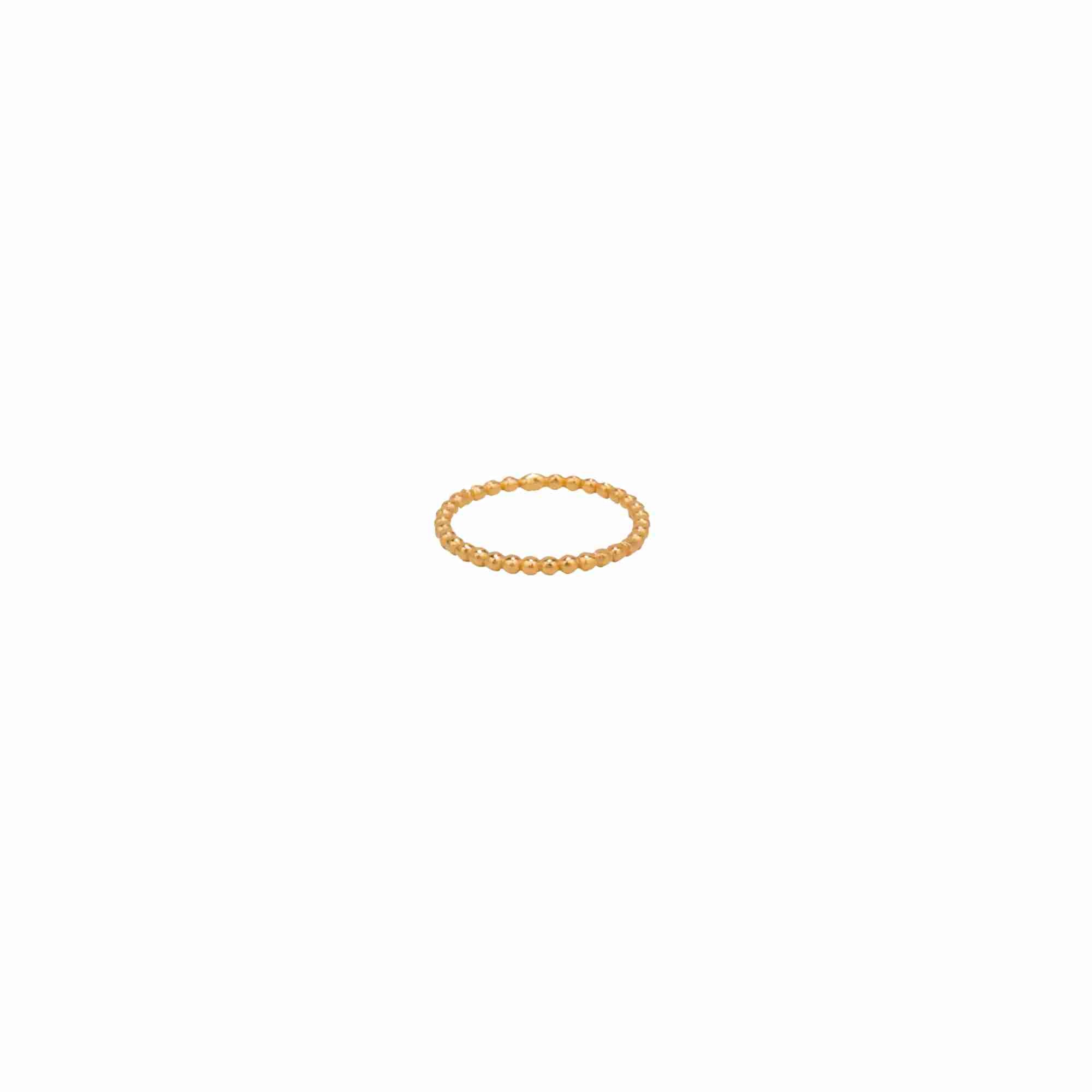 Delicate Vintage Beaded Stacking Ring Gold — a thin gold band with a spherical beaded texture for stacking by Protsaah Zurich.