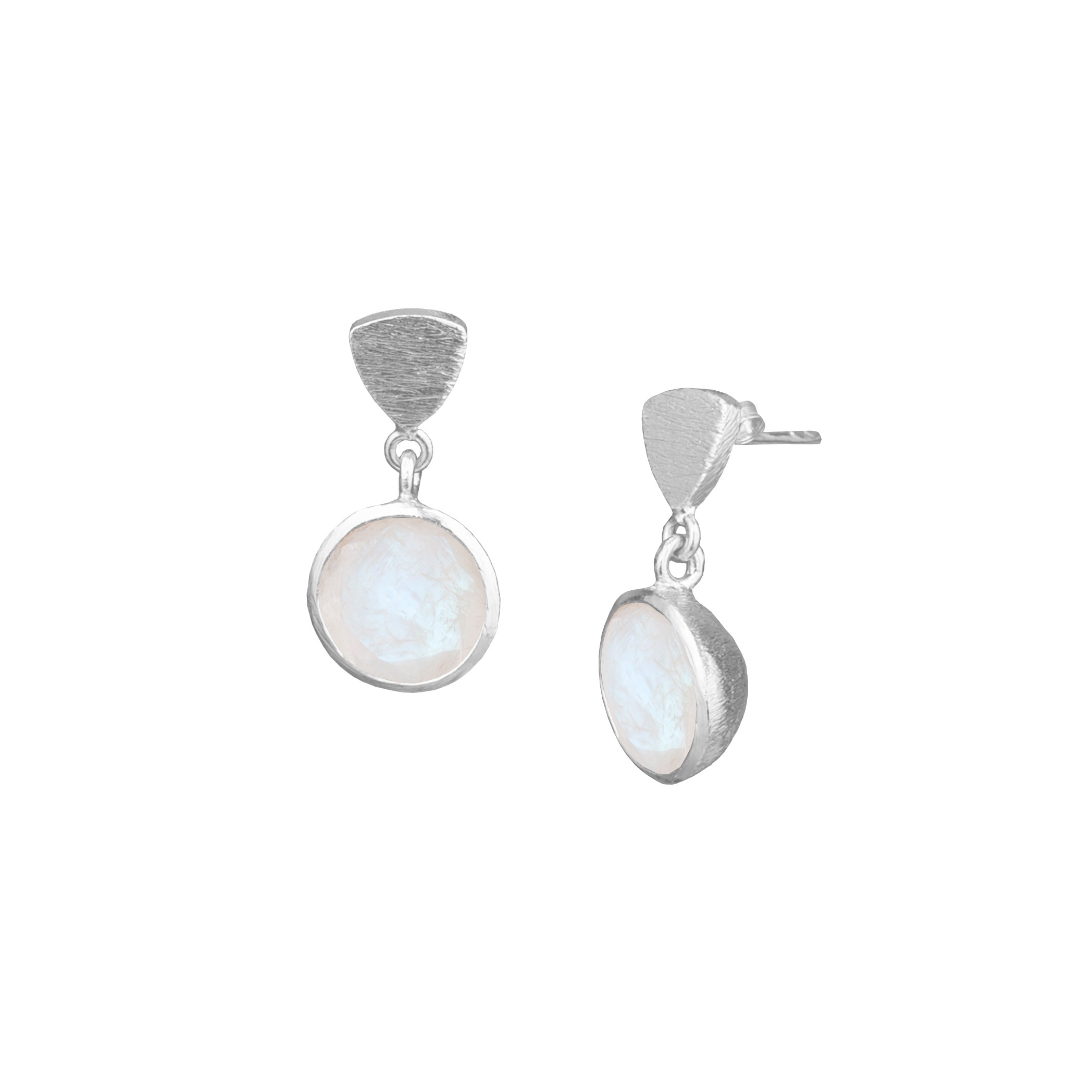 Geo Glam Hemisphere Stone Drop Earrings Silver