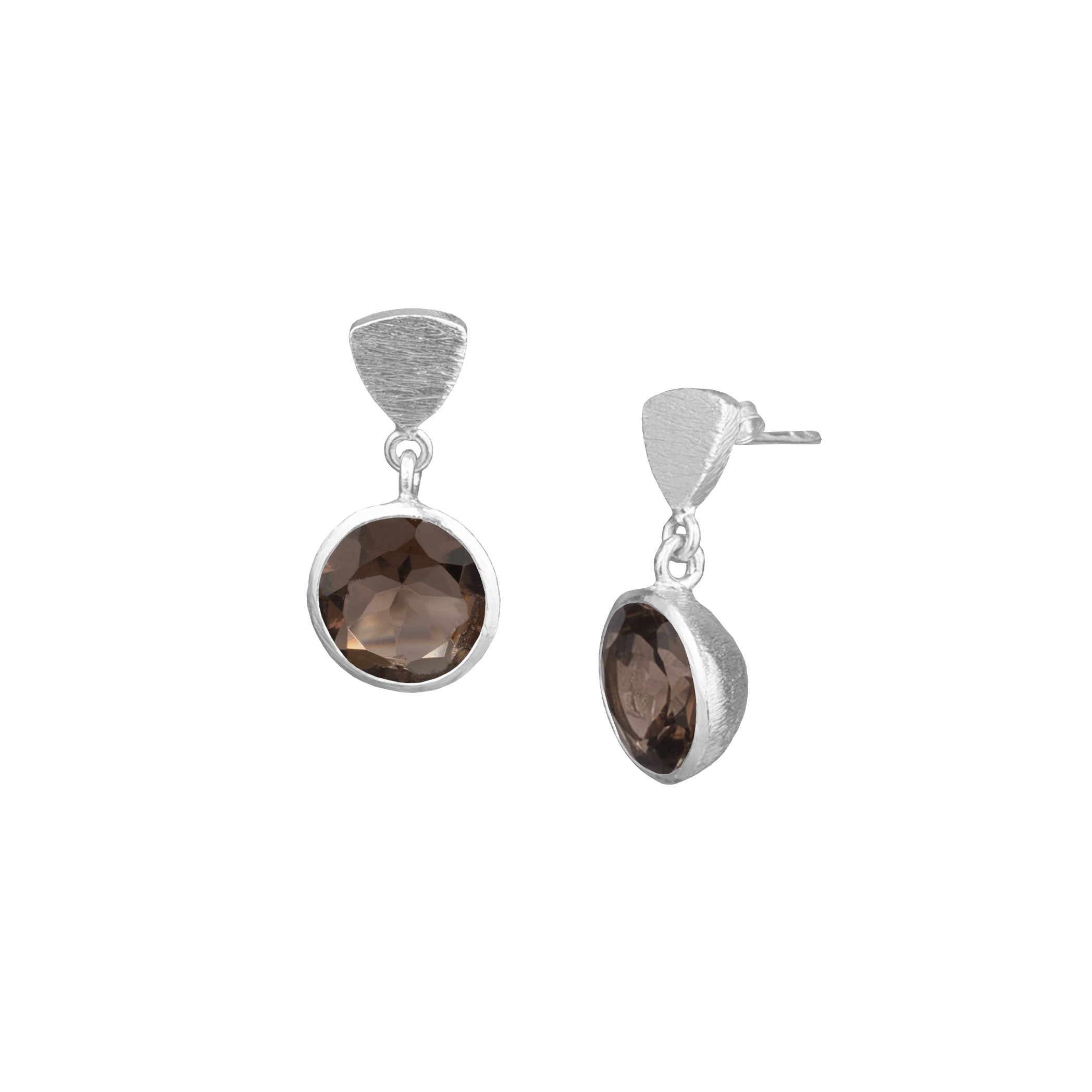 Geo Glam Hemisphere Stone Drop Earrings Silver
