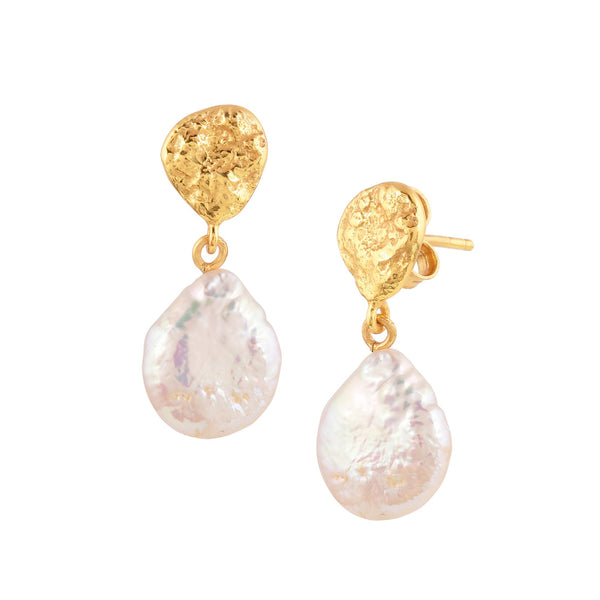 Pearls Galore Stud with Drop Earrings Gold