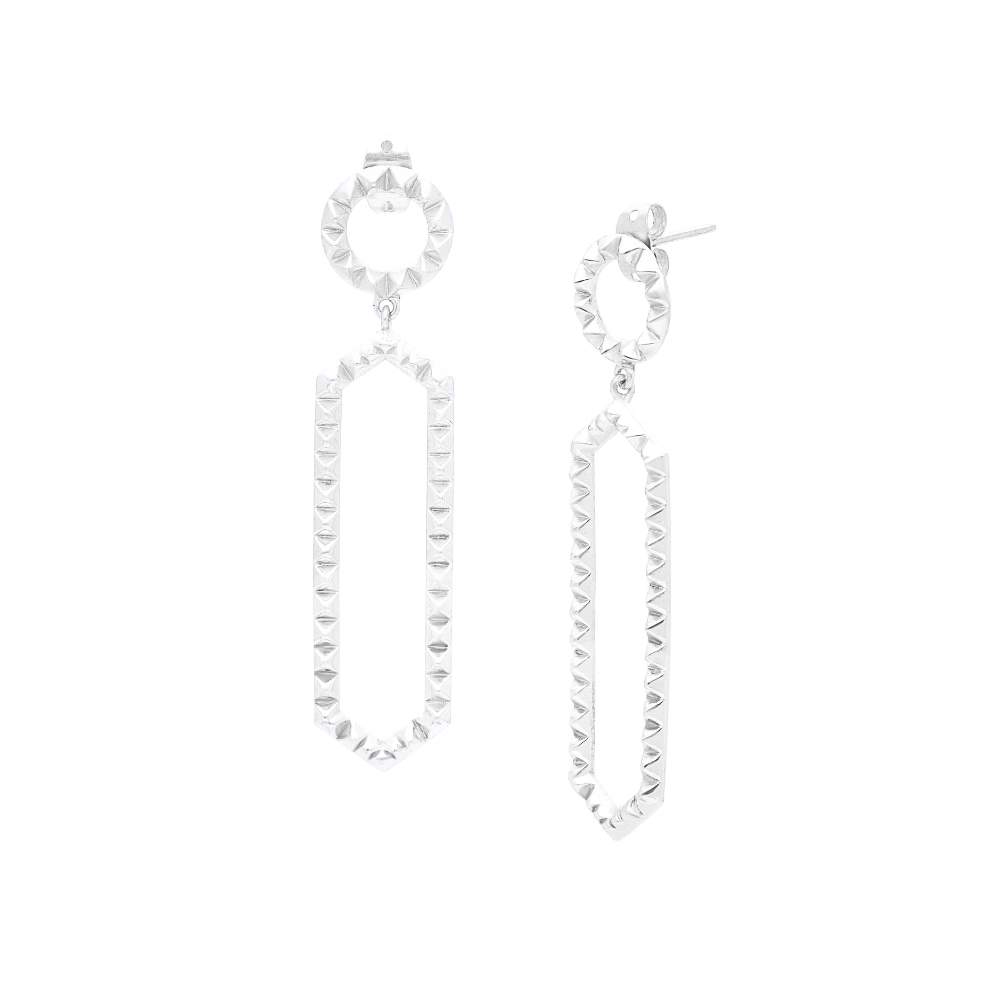 Pinnacle Edgy Statement Earrings Silver