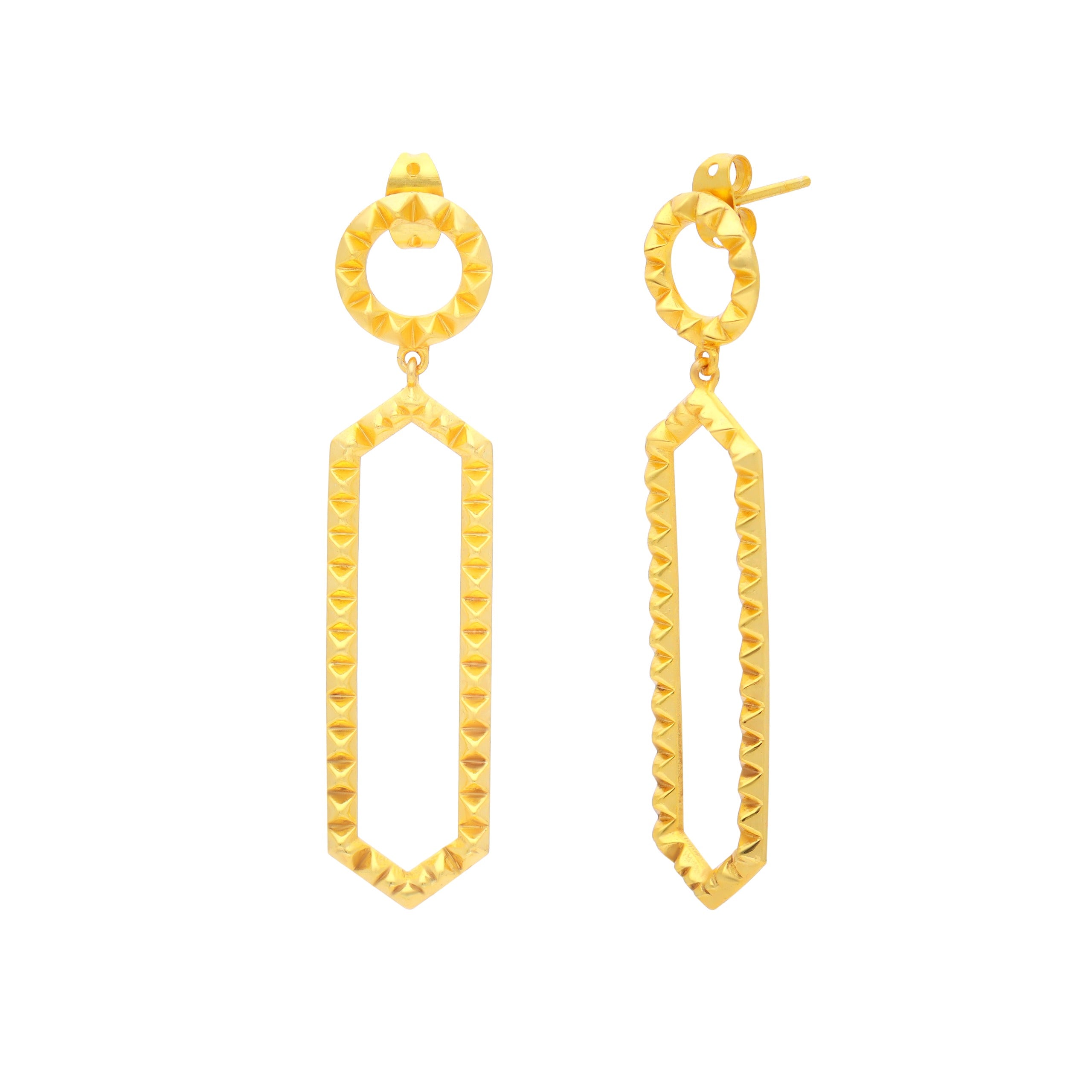 Pinnacle Edgy Statement Earrings Gold