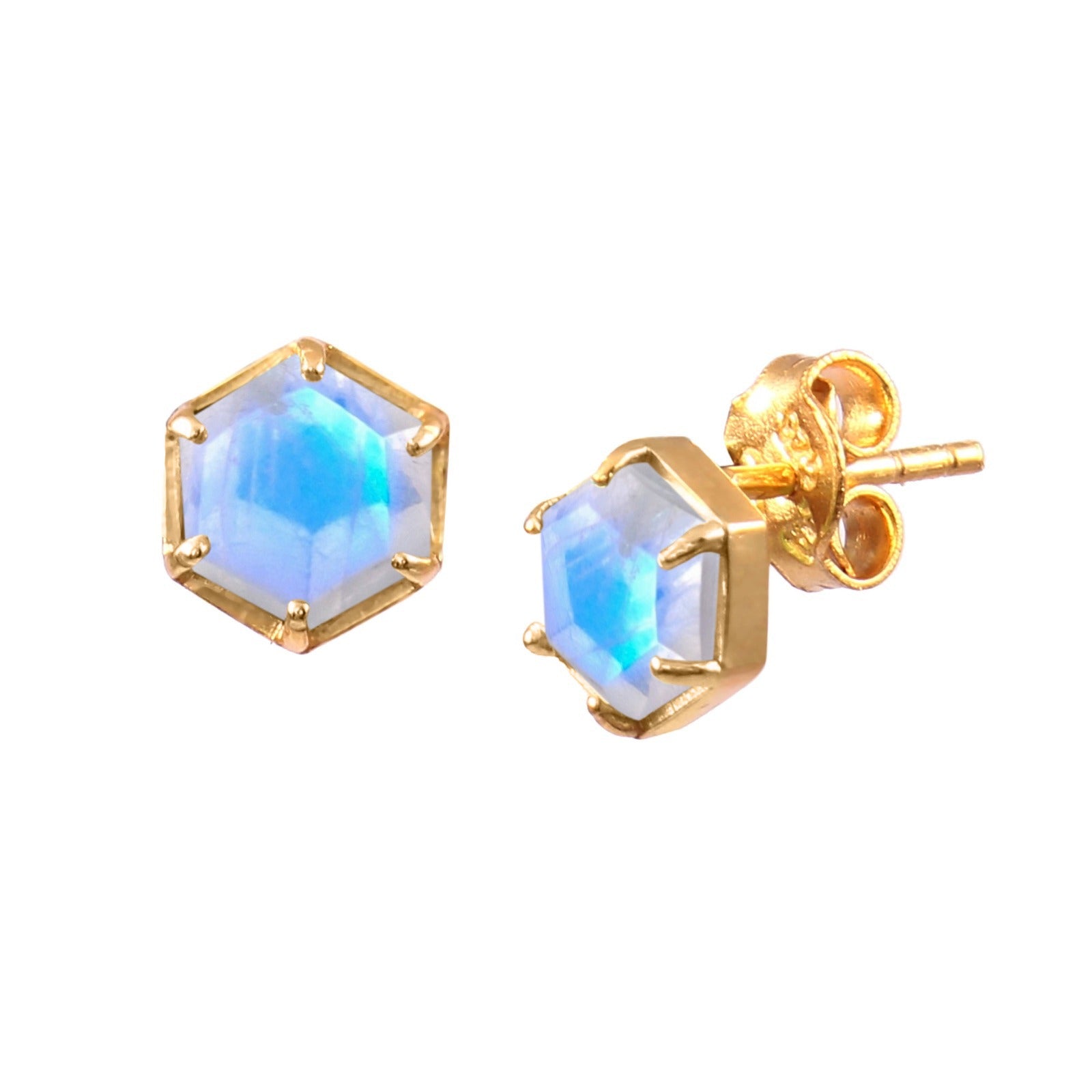 Geo Glam Hexagon Stone Stud Earrings