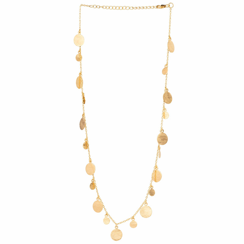 Shimmering Disks Multi-Coin Statement Necklace Gold