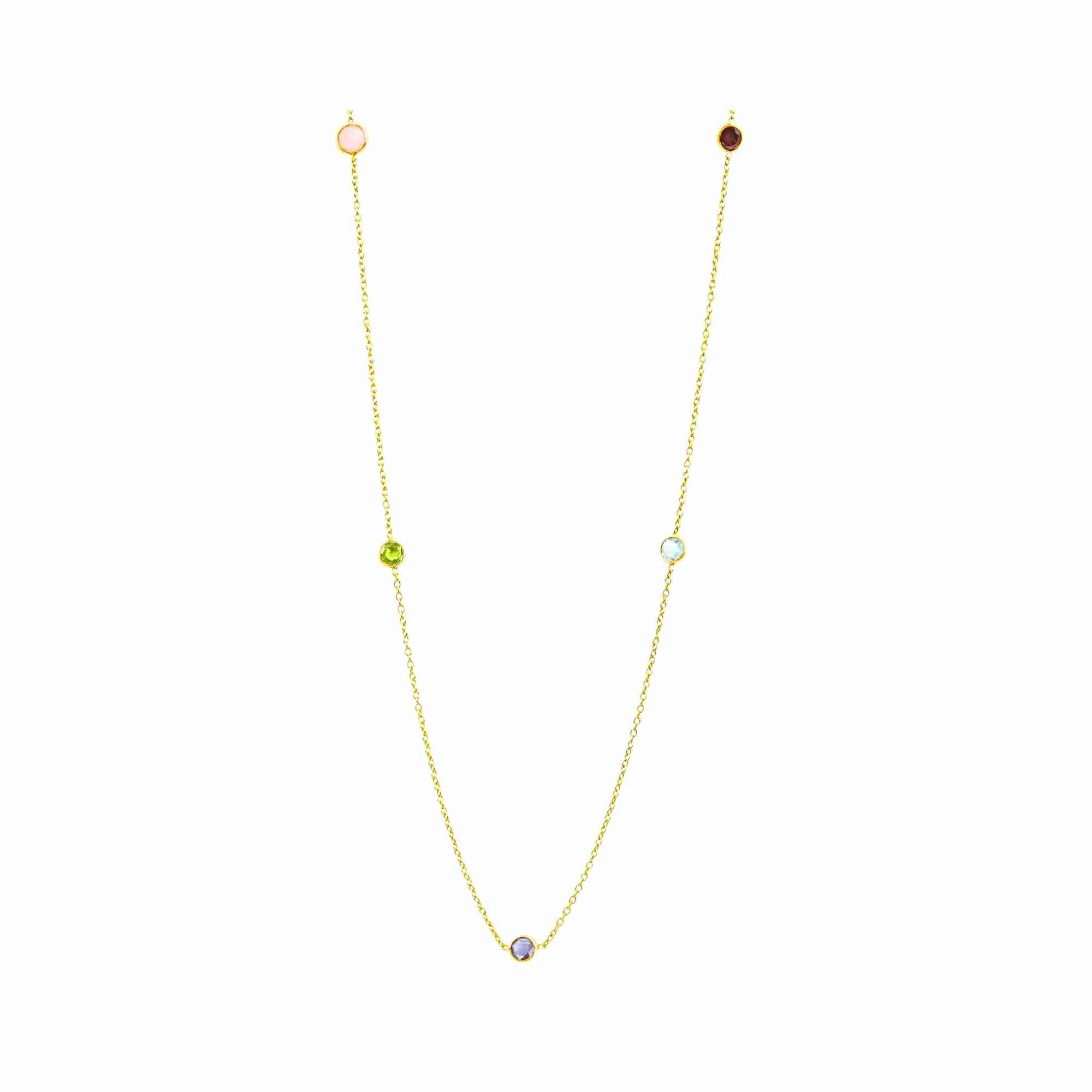 Tautropfen gepunktete Edelsteine Lange Halskette Gold