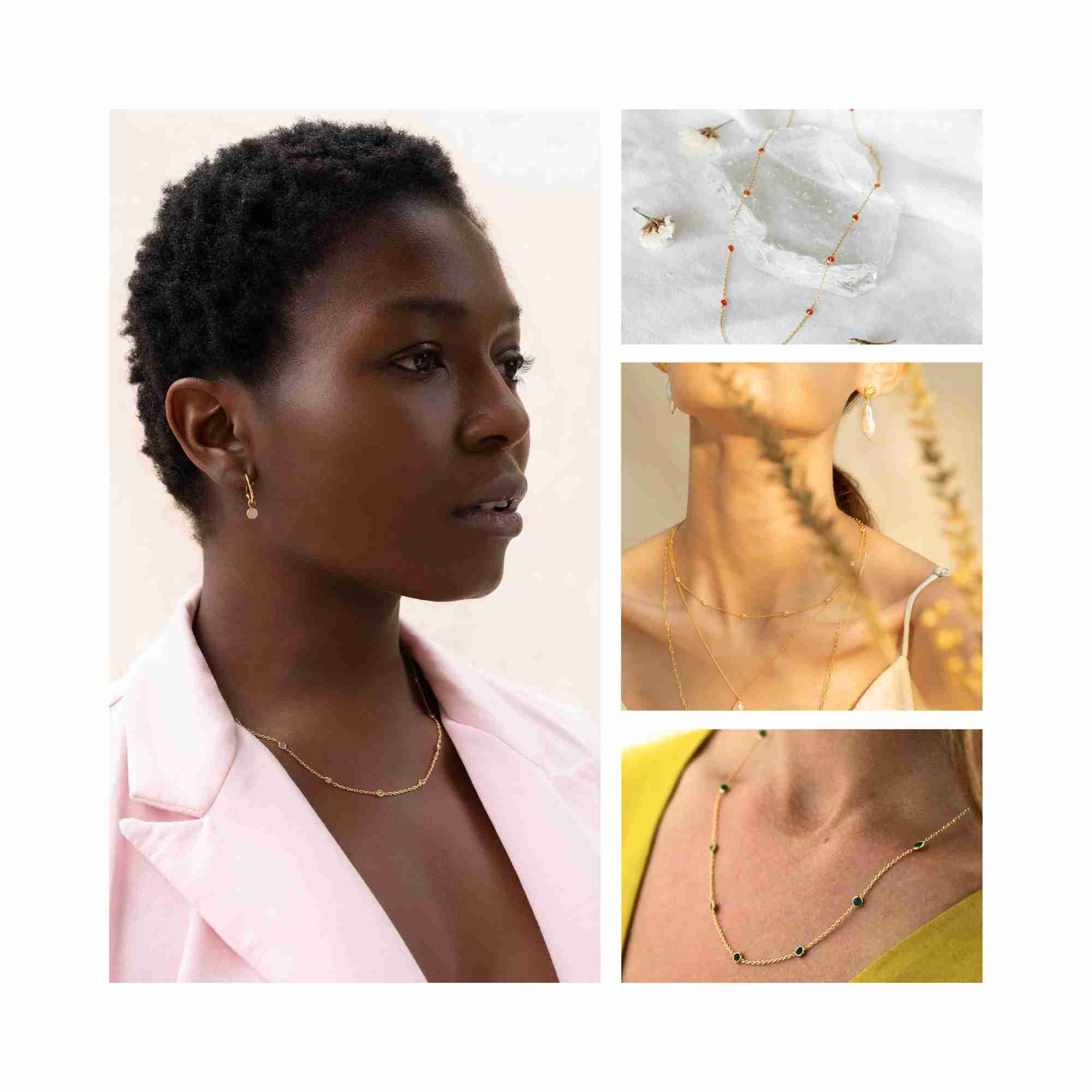 Dew Drops Multi-Gemstones Necklace Gold