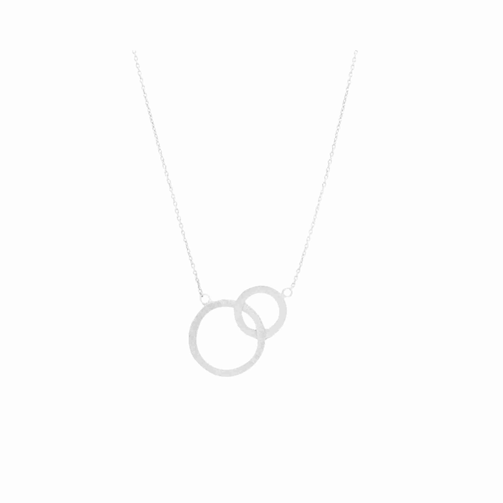Shimmering disks interlinked circles necklace Silver