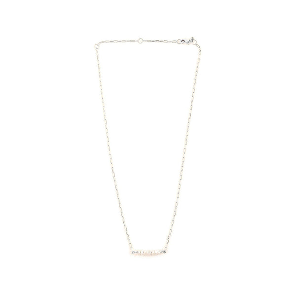 Pearls Galore Stacked Pearl Bar Pendant Necklace Silver