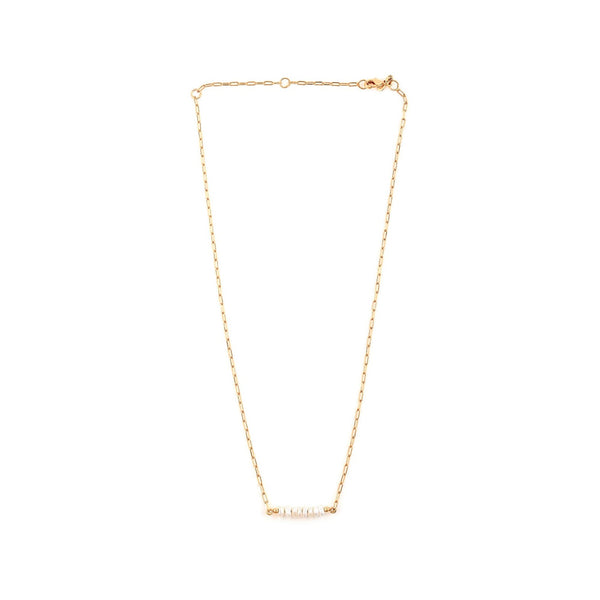Pearls Galore Stacked Pearl Bar Pendant Necklace Gold