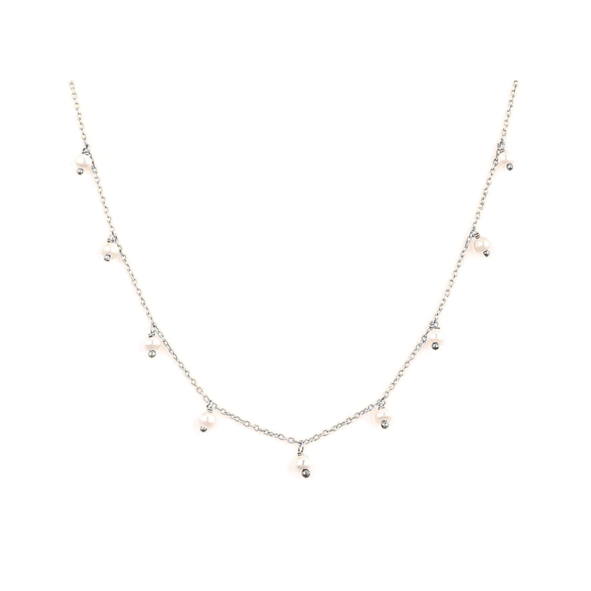 Pearls Galore Pearl Droplets Choker Necklace Silver