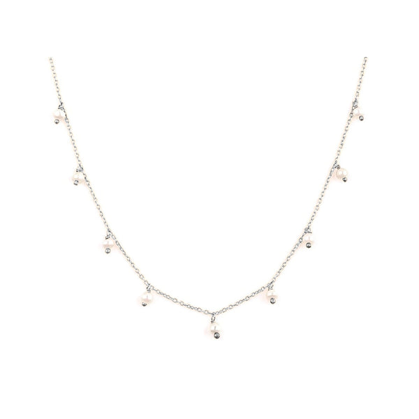 Pearls Galore Pearl Droplets Choker Necklace Silver