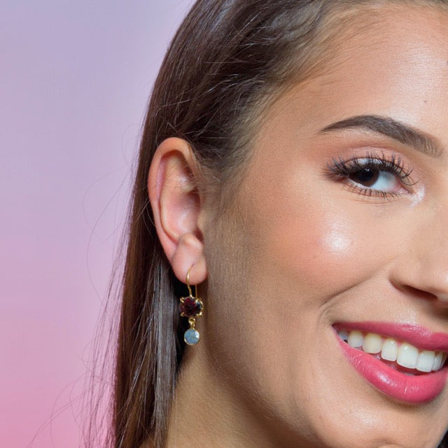 Tautropfen Labradorit & Aqua Chalcedon Stein Tropfen Ohrringe Gold