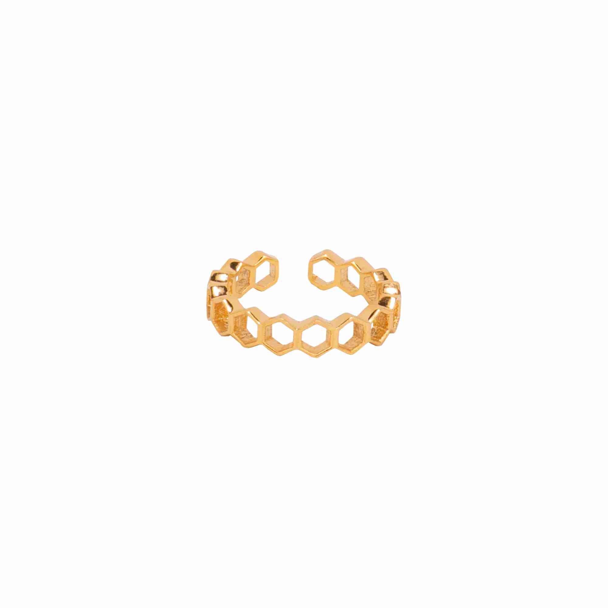 Geo Glam Hexagon Adjustable Band in Gold