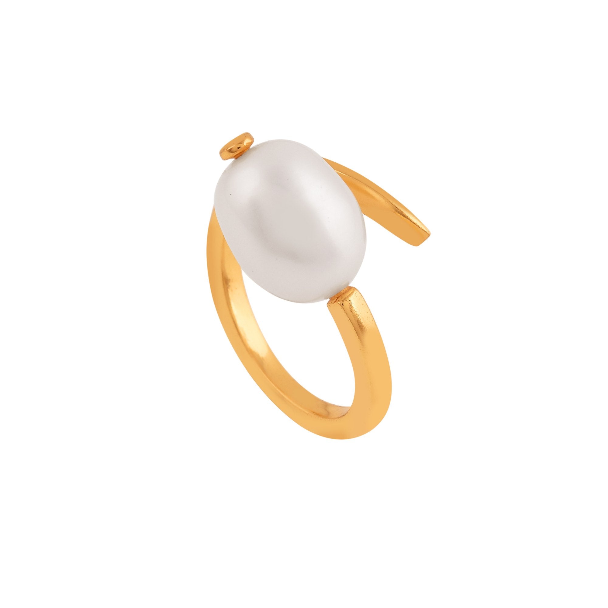 Pearls Galore Baroque Pearl Spiral Ring Gold