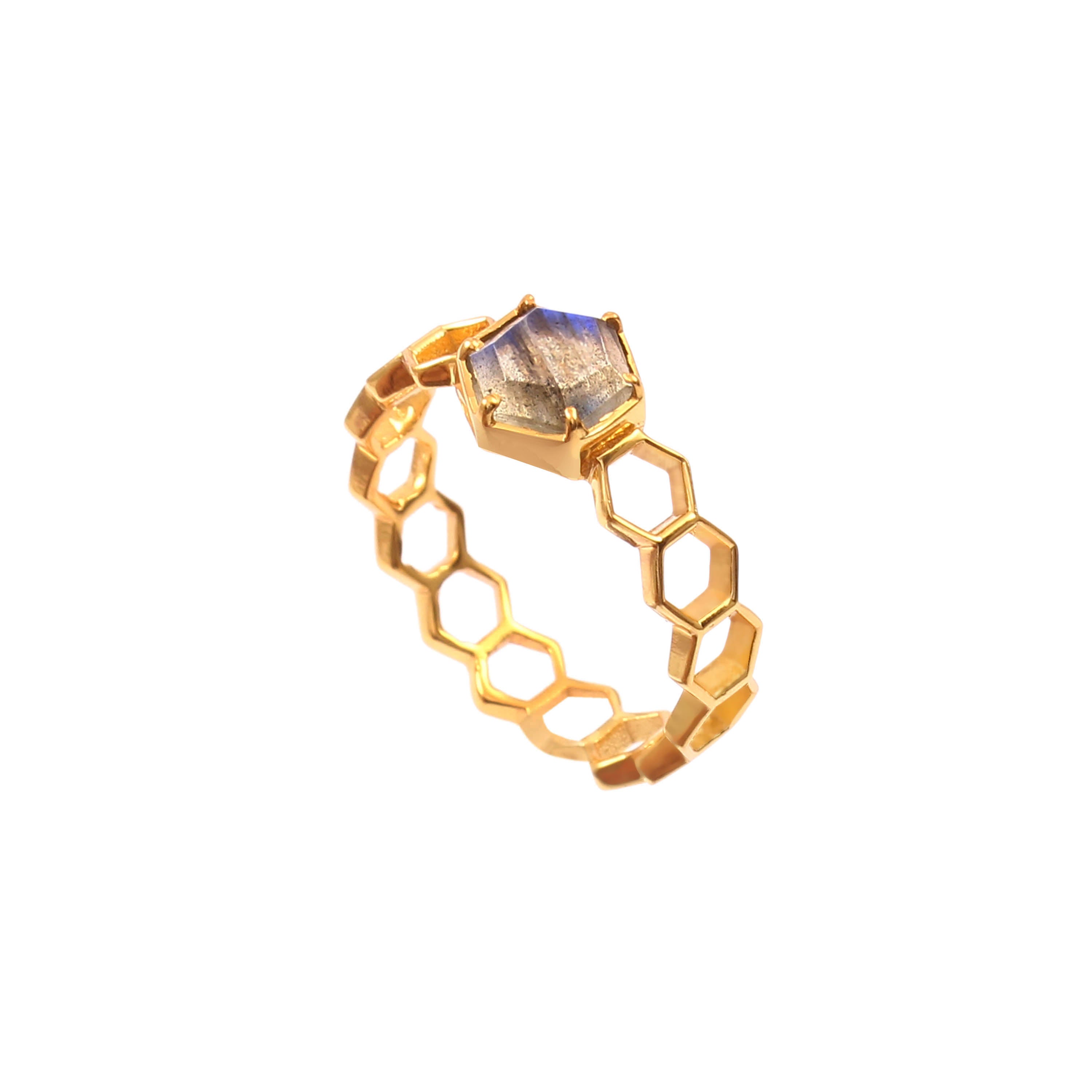 Geo Glam Hexagon Ring with Single Stone