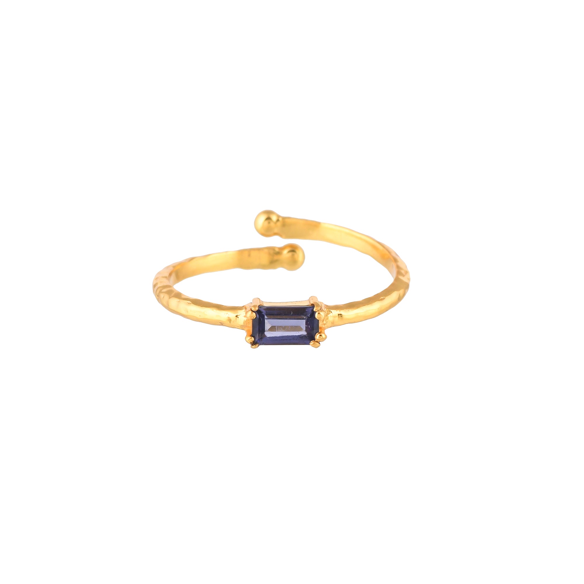 Delicate Vintage Iolite Baguette Ring Gold