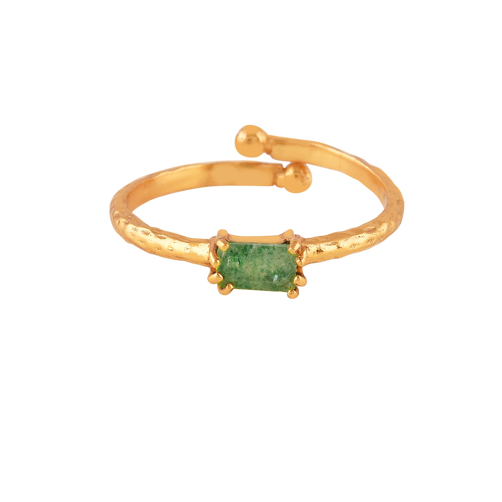 Delicate Vintage Nephrite Baguette Ring Gold