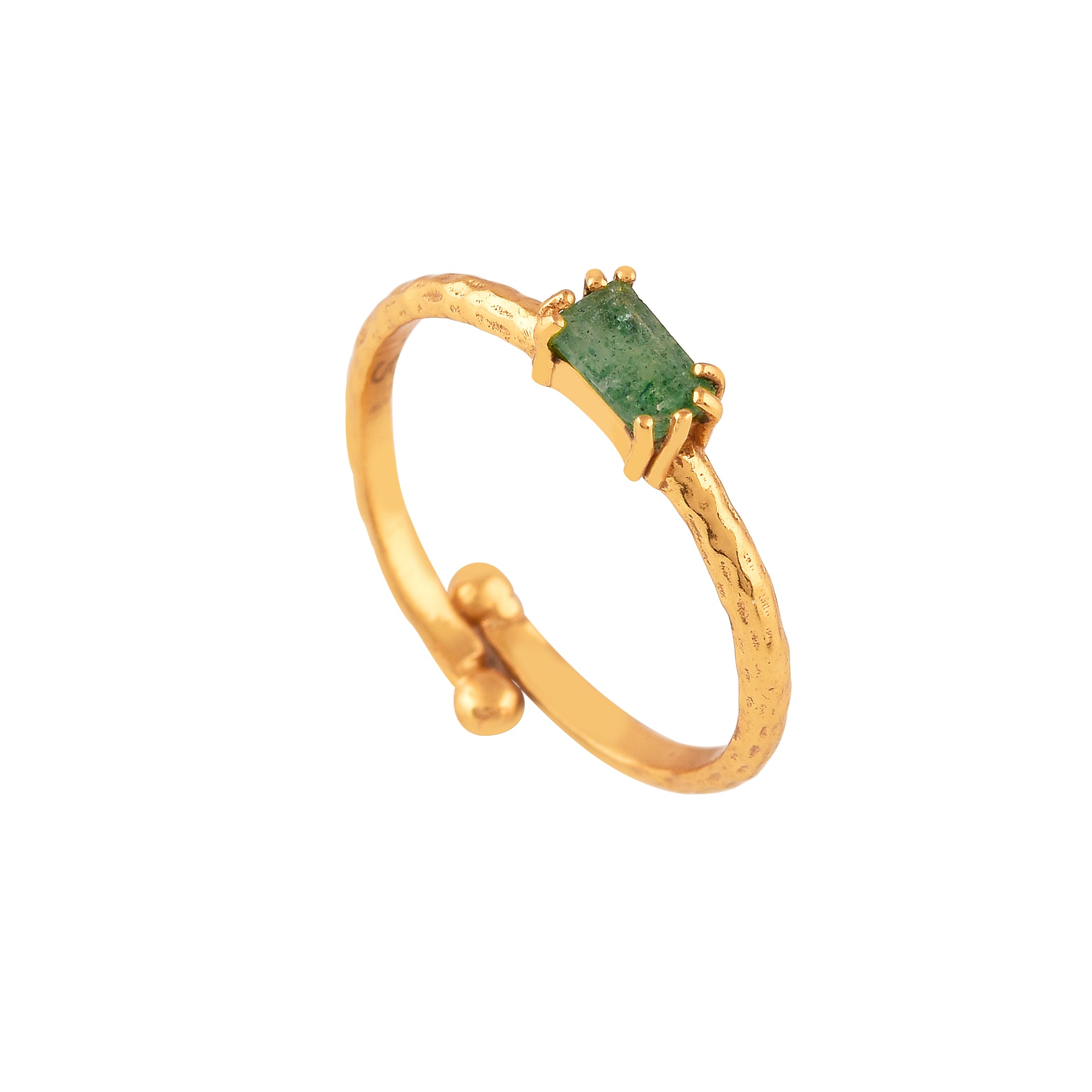 Delicate Vintage Nephrite Baguette Ring Gold