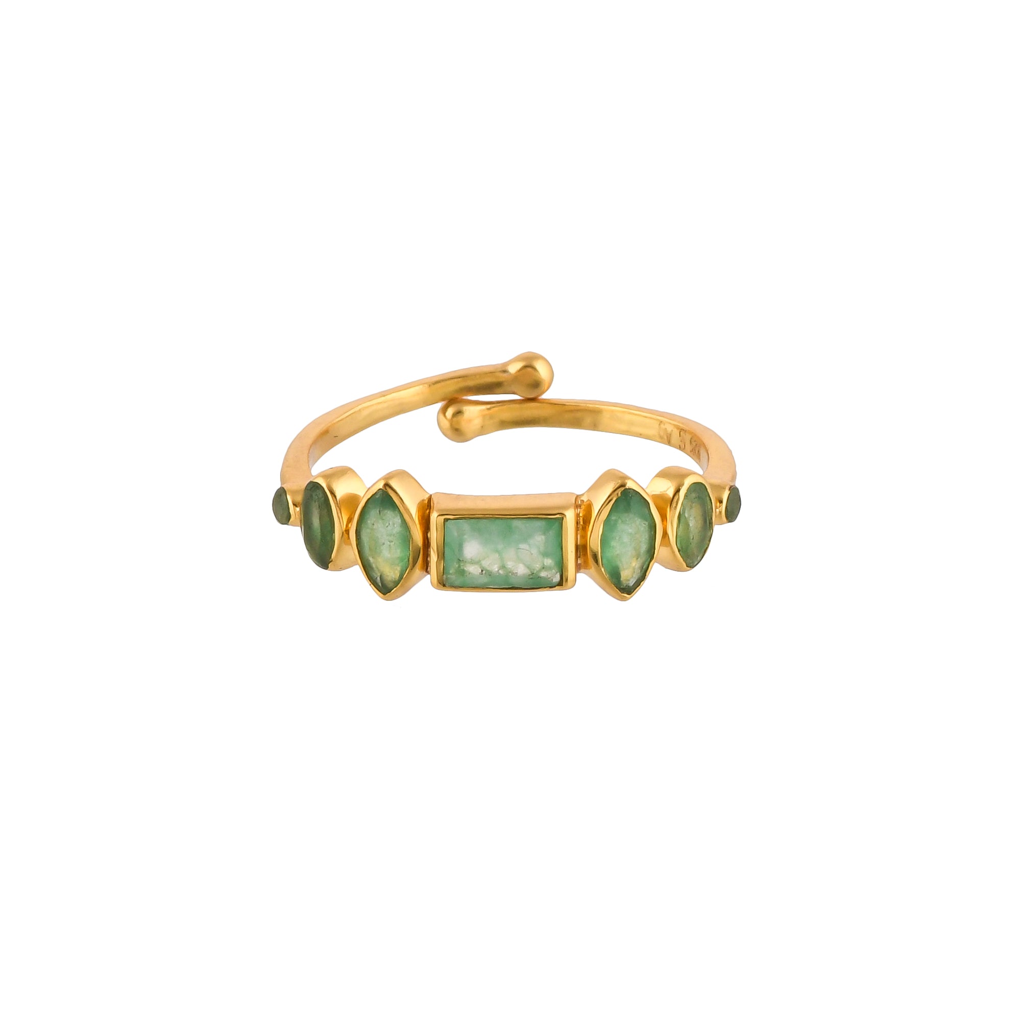 Delicate Vintage Multistone Adjustable Ring Nephrite Gold