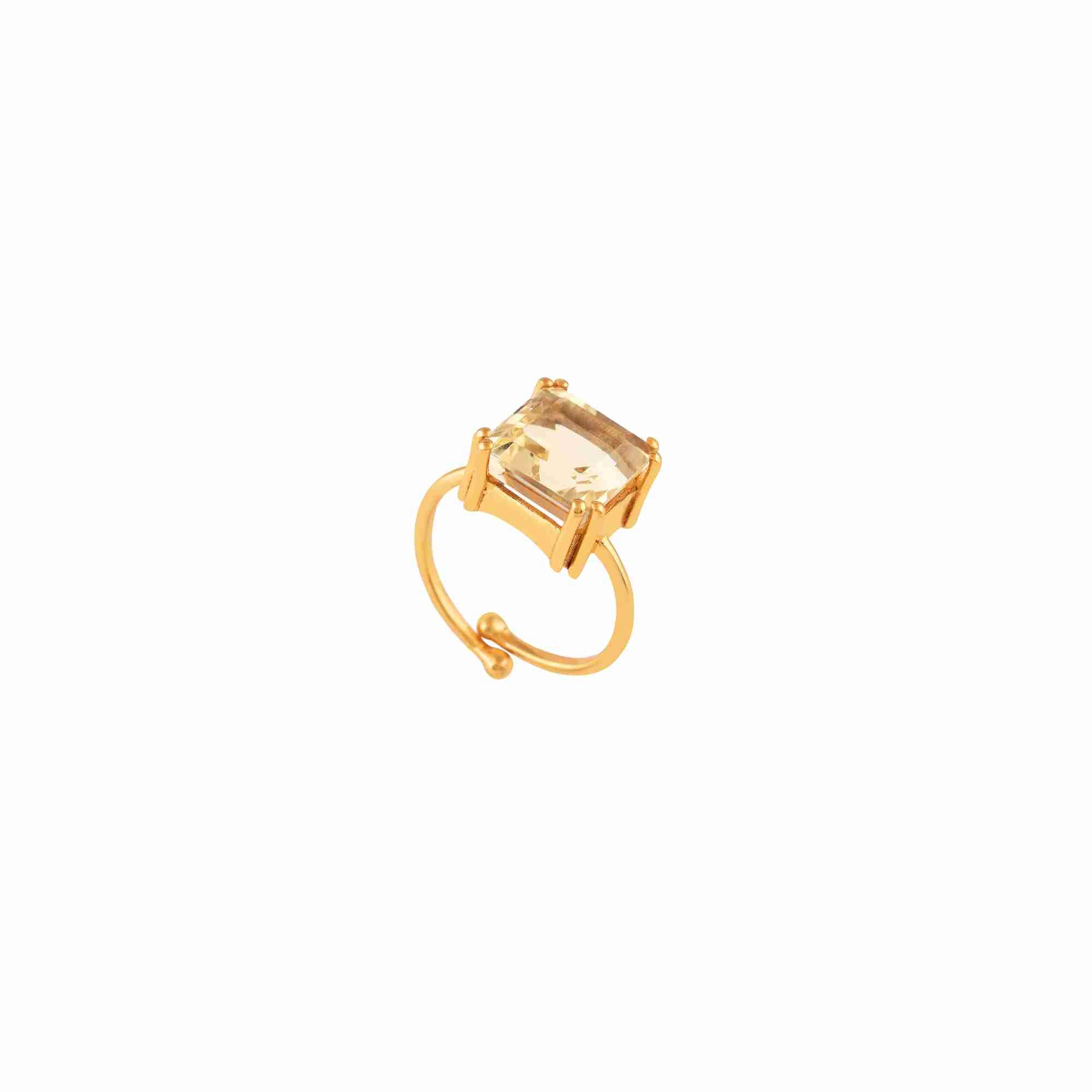 Ribbons and Lace Gold Statement Ring; Escher-cut geometric design with an adjustable open-band silhouette in 22K gold vermeil.