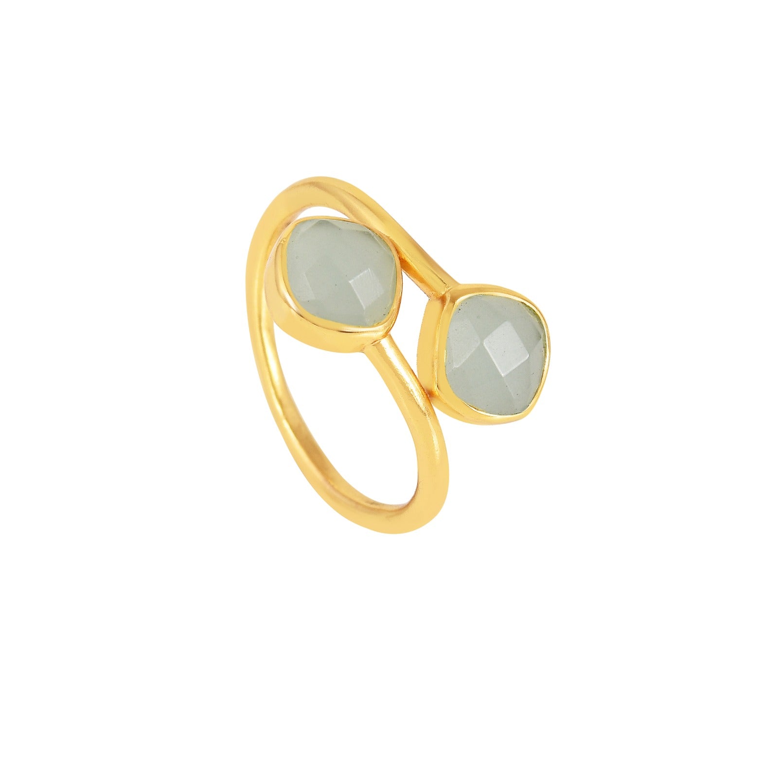 Geo Glam Quadra Duo-Stone Twist Adjustable Ring Gold
