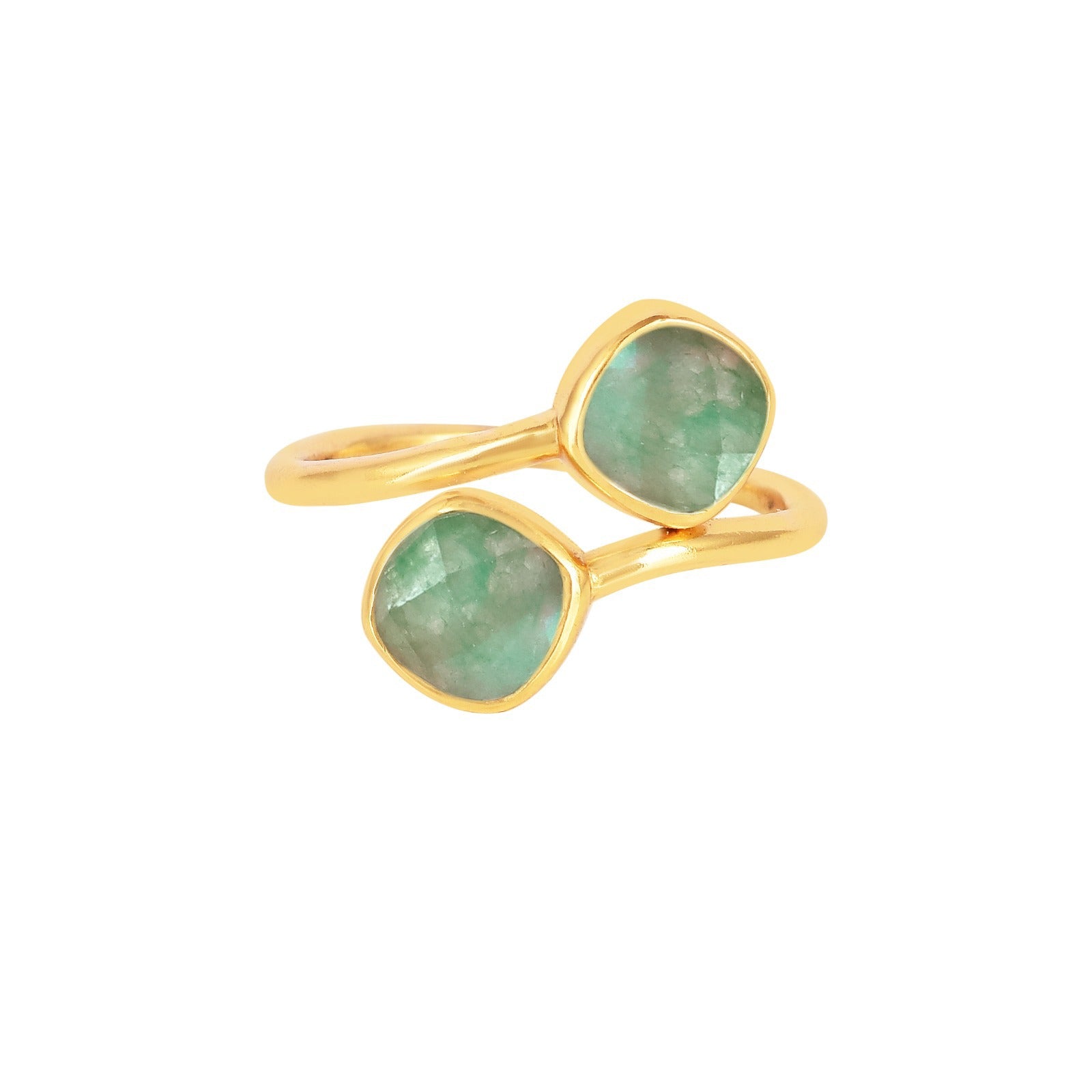 Geo Glam Quadra Duo-Stone Twist Adjustable Ring Gold