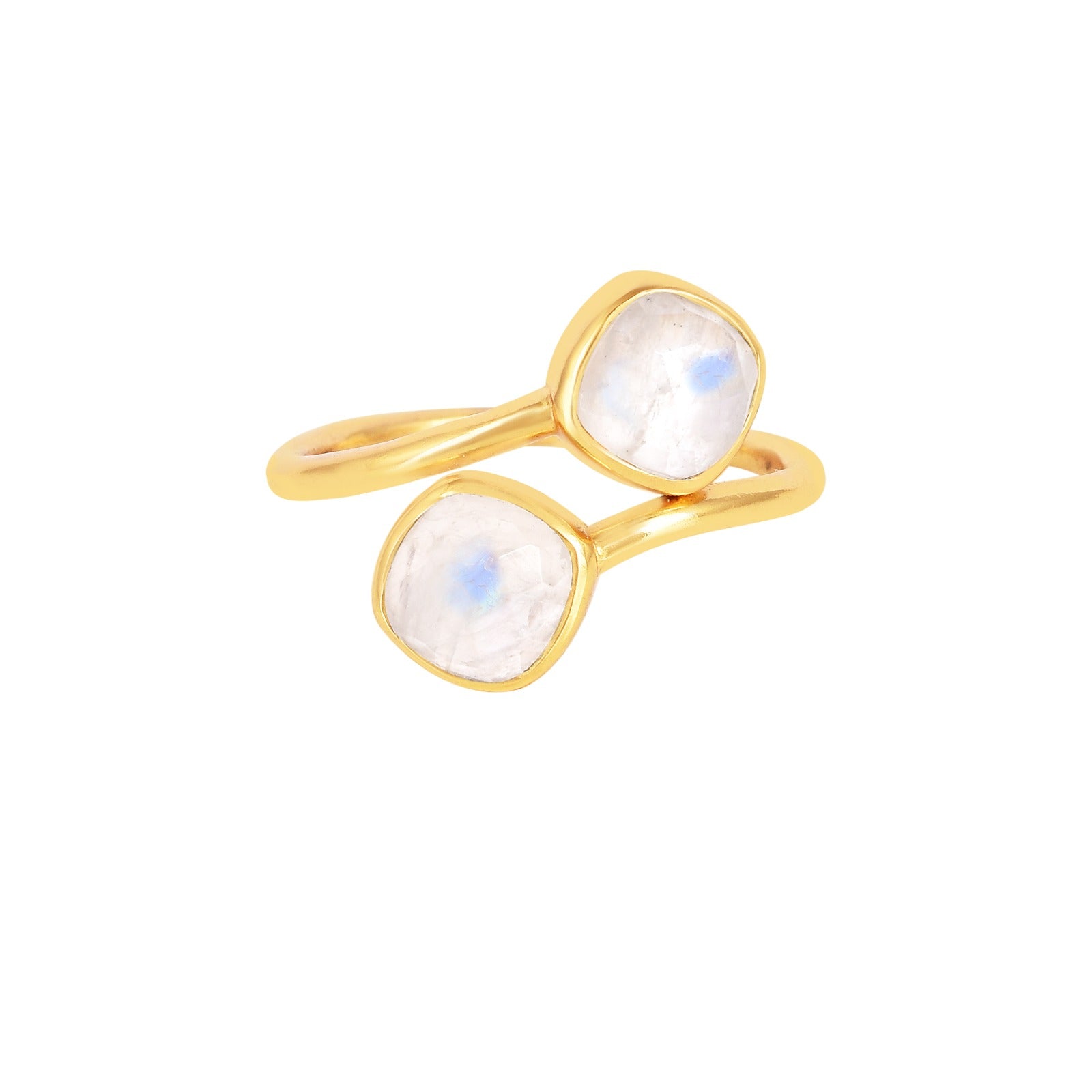 Geo Glam Quadra Duo-Stone Twist Adjustable Ring Gold