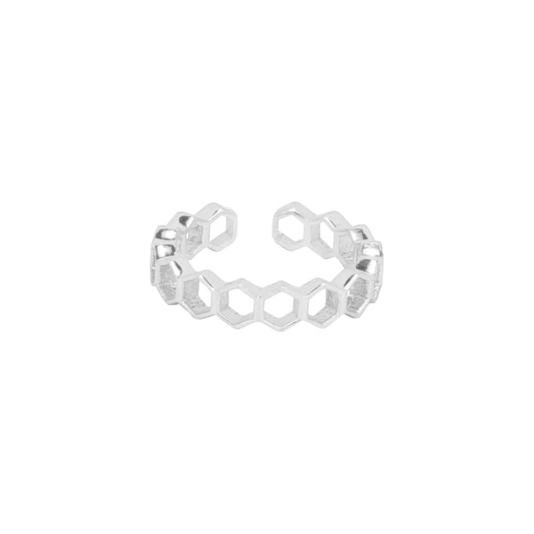 Geo Glam Hexagon Adjustable Band in Silver