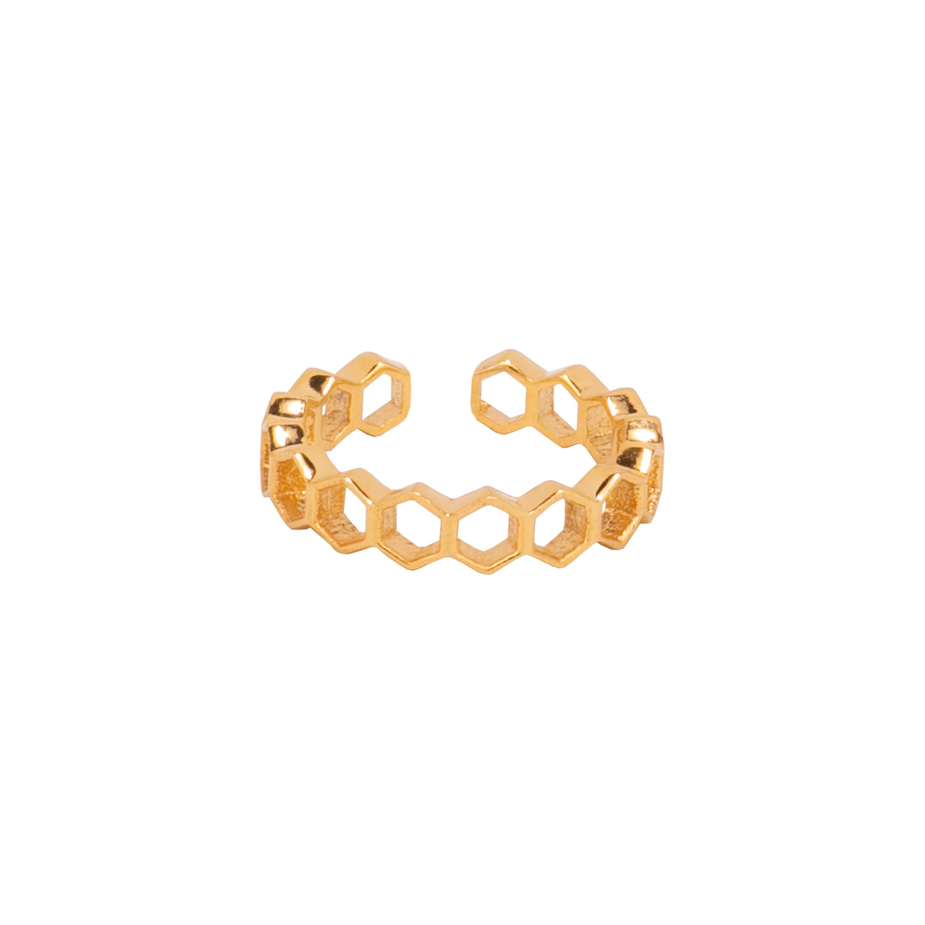 Verstellbarer Ring „Geo Glam“ mit sechseckigem Design in Gold