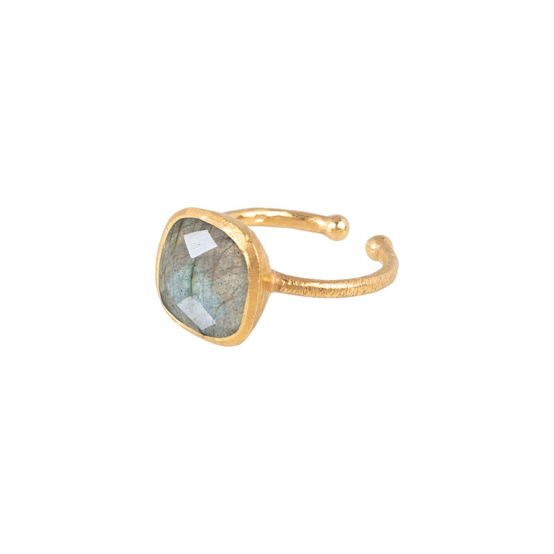 Geo Glam Cup Stone Ring Gold