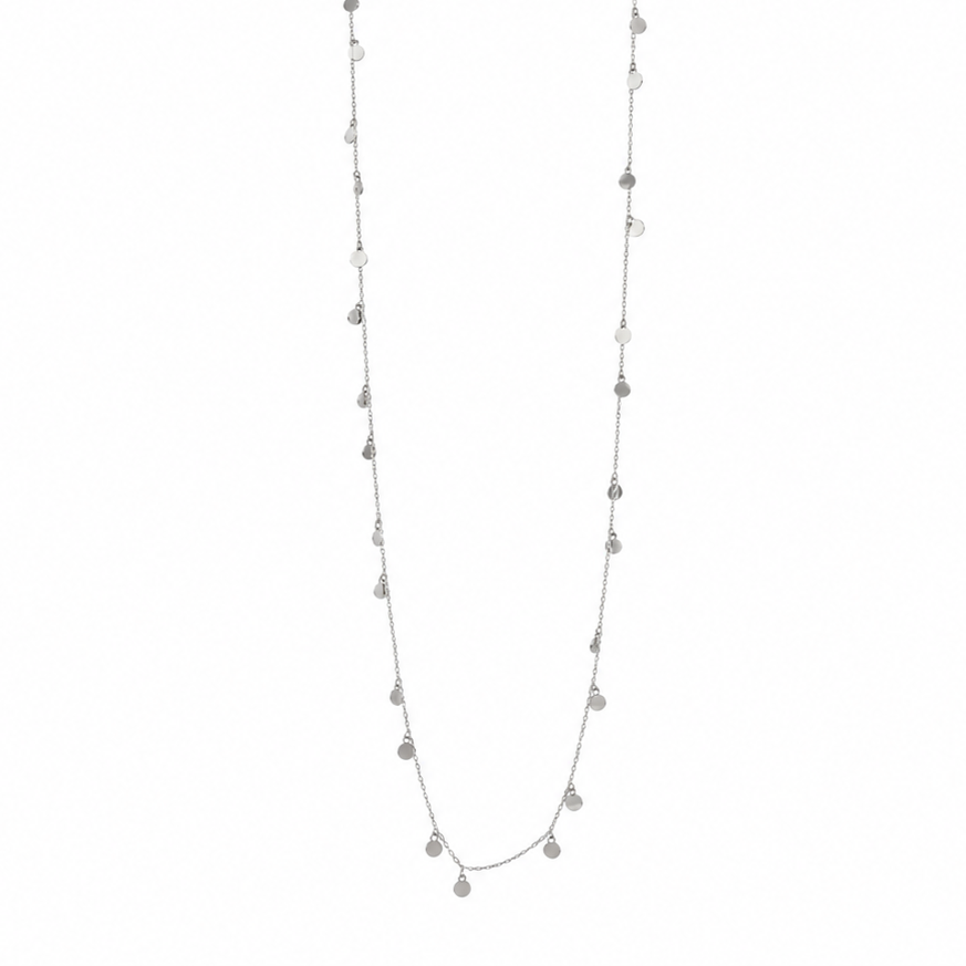 Long Disc Chain Necklace · Silver