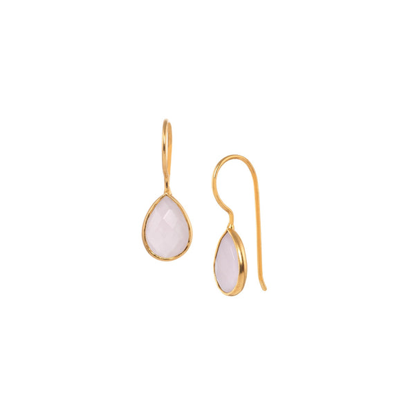 Dew Drops Rose Quartz Teardrop Earrings Drop Earrings Gold
