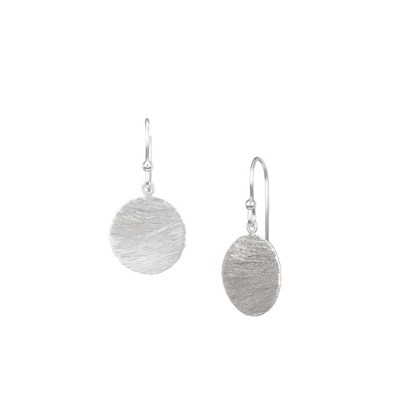 Shimmering Disks Coin Drop Earrings Silver Large
