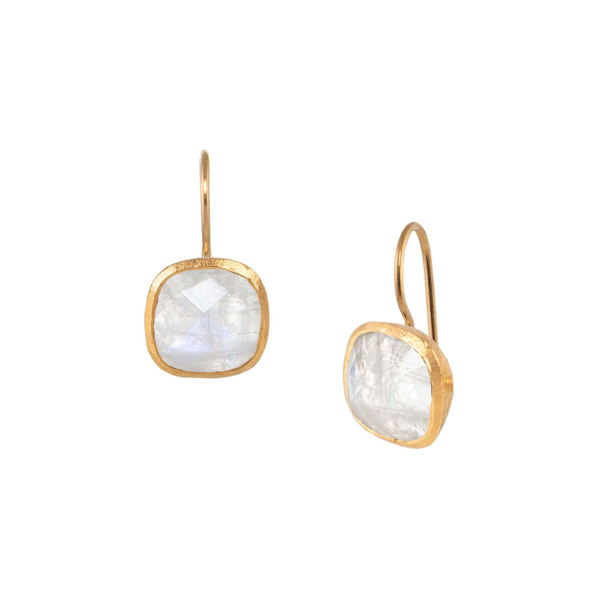 Geo Glam Rainbow Moonstone Quadra Drop Earrings Gold