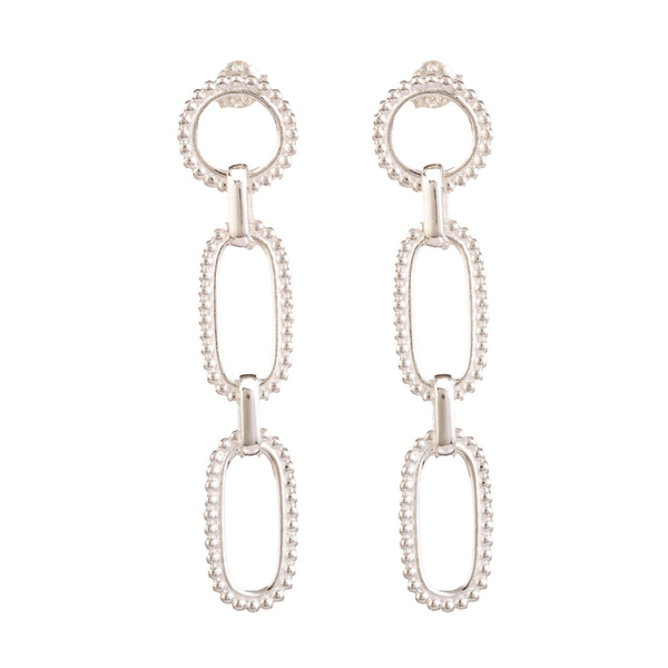 Love of Dots Chain Link Statement Earrings Silver