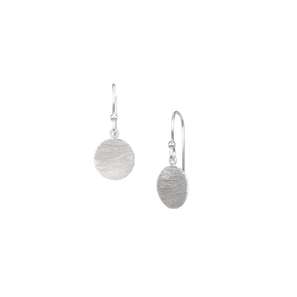 Shimmering Disks Coin Drop Earrings Silver Small