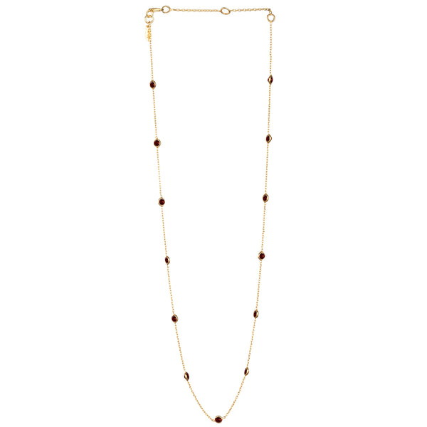 Dew Drops Dotted Stone Short Necklace Gold Garnet