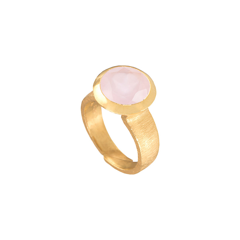 Geo Glam Round Stone Adjustable Ring in Gold