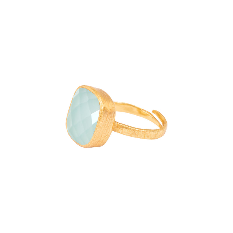 Geo Glam Rounded Square Stone Adjustable Ring Gold