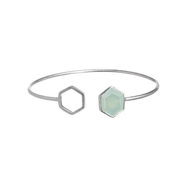 Geo Glam Hexagon Stone Bangle Silver