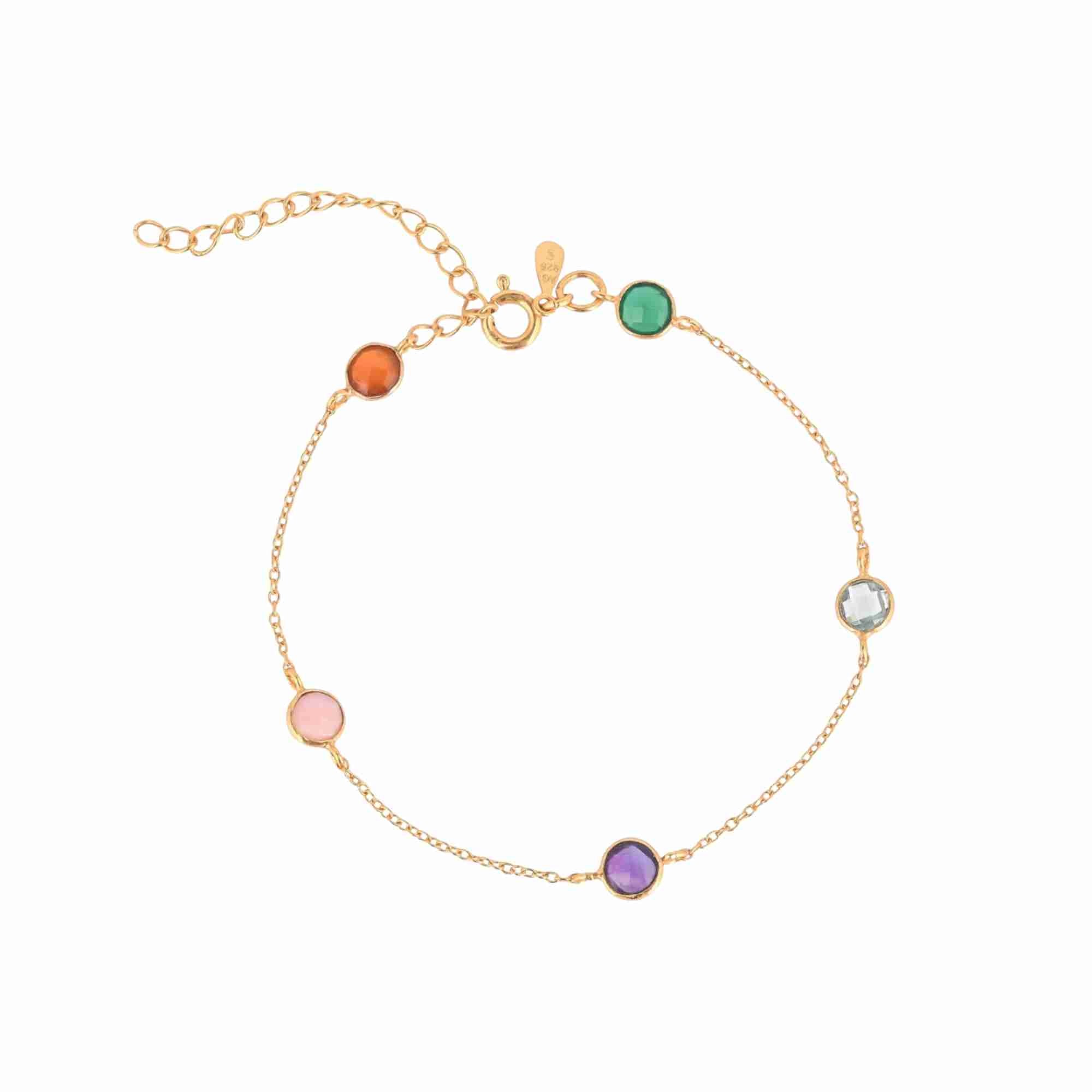 Dew Drops Multi-coloured Gemstones Stone Bracelet
