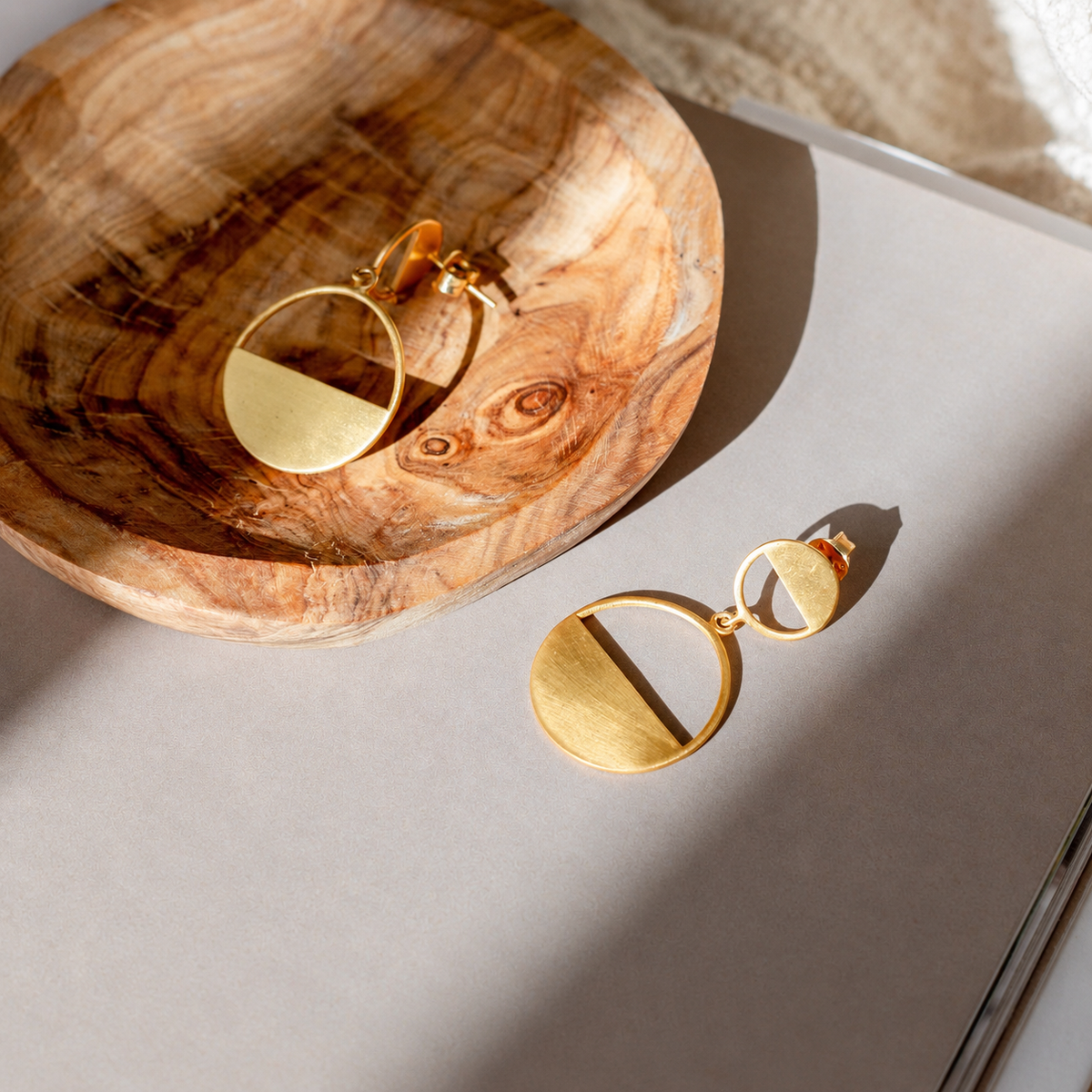 Horizon Half-Moon Drop Statement Earrings · Gold