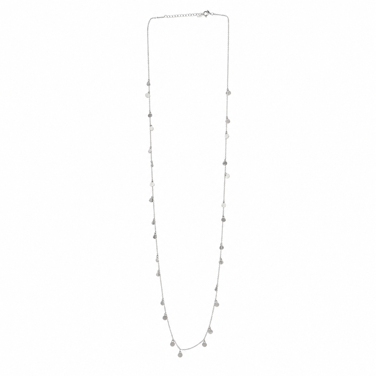Long Disc Chain Necklace · Silver