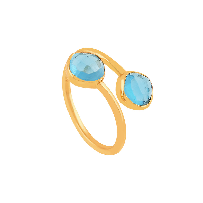 Geo Glam Quadra Duo-Stone Twist Adjustable Ring
