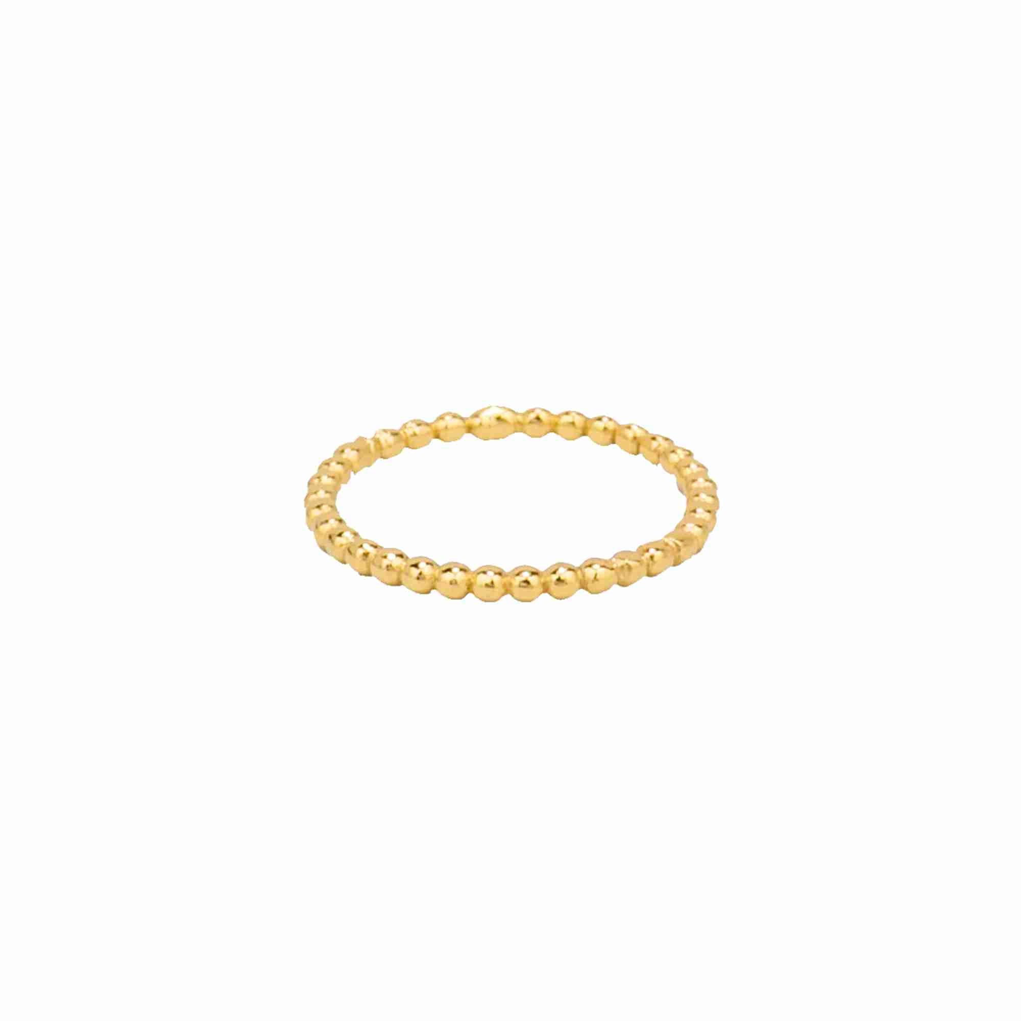 Delicate Vintage Beaded Stacking Ring Gold — a thin gold band with a spherical beaded texture for stacking by Protsaah Zurich.